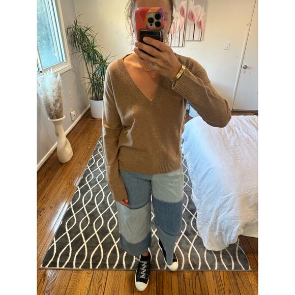 Zadig & Voltaire Vivi Ws Star Patch Cashmere Sweater Camel Color NWT Small - Picture 8 of 12